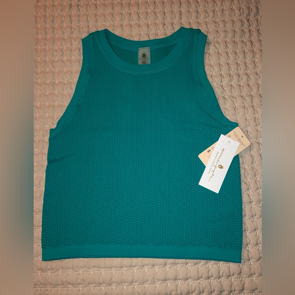Spiritual Gangster Rise Seamless Mesh Racer Tank-Teal - Picture 3 of 7